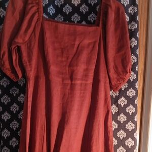 Garnet Hill Rust Long Sleeve Dress